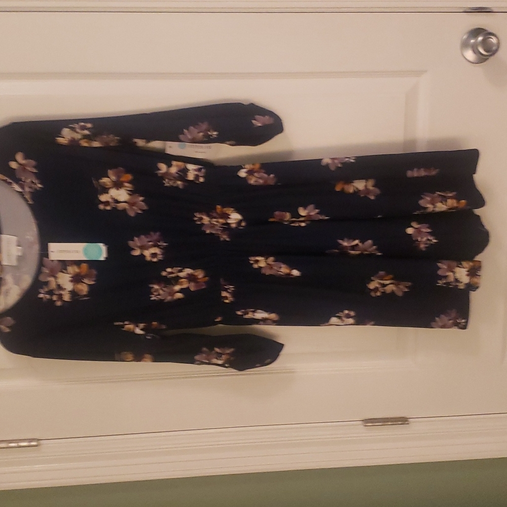 Navy dress with floral.  Never worn